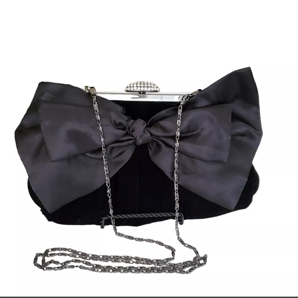 Neiman Marcus Black Bow Clutch with Chain